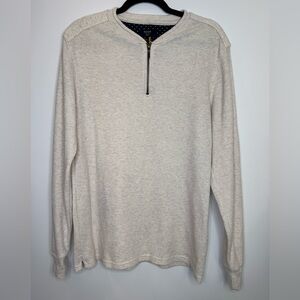 Ascot Ecru Slim Fit crewNeck zipper Pullover size medium